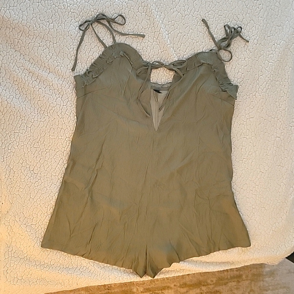 army green jumpsuit with tie shoulder
